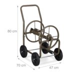 Carucior pentru furtun de gradina, metal, maro - imagine 4