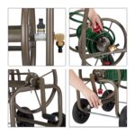 Carucior pentru furtun de gradina, metal, maro - imagine 3