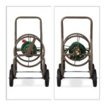 Carucior pentru furtun de gradina, metal, maro - imagine 2