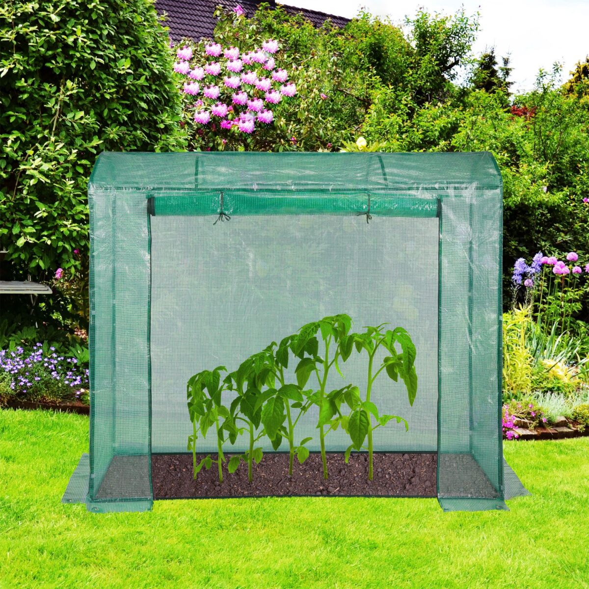 Sera de gradina, otel/plastic, verde, 197 x 197 x 77 cm - imagine 4