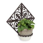 Suport suspendat pentru ghivece, din fonta, 34,5 x 34,5 x 17,5 cm, maro inchis