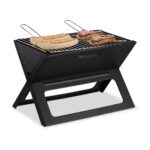 Gratar pliabil portabil, design modern, 30 x 45,5 x 30 cm, Relaxdays, negru