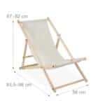 Sezlong pliabil, 3 niveluri, lemn si material textil, capacitate 120kg, 96x69x101 cm, alb - imagine 4