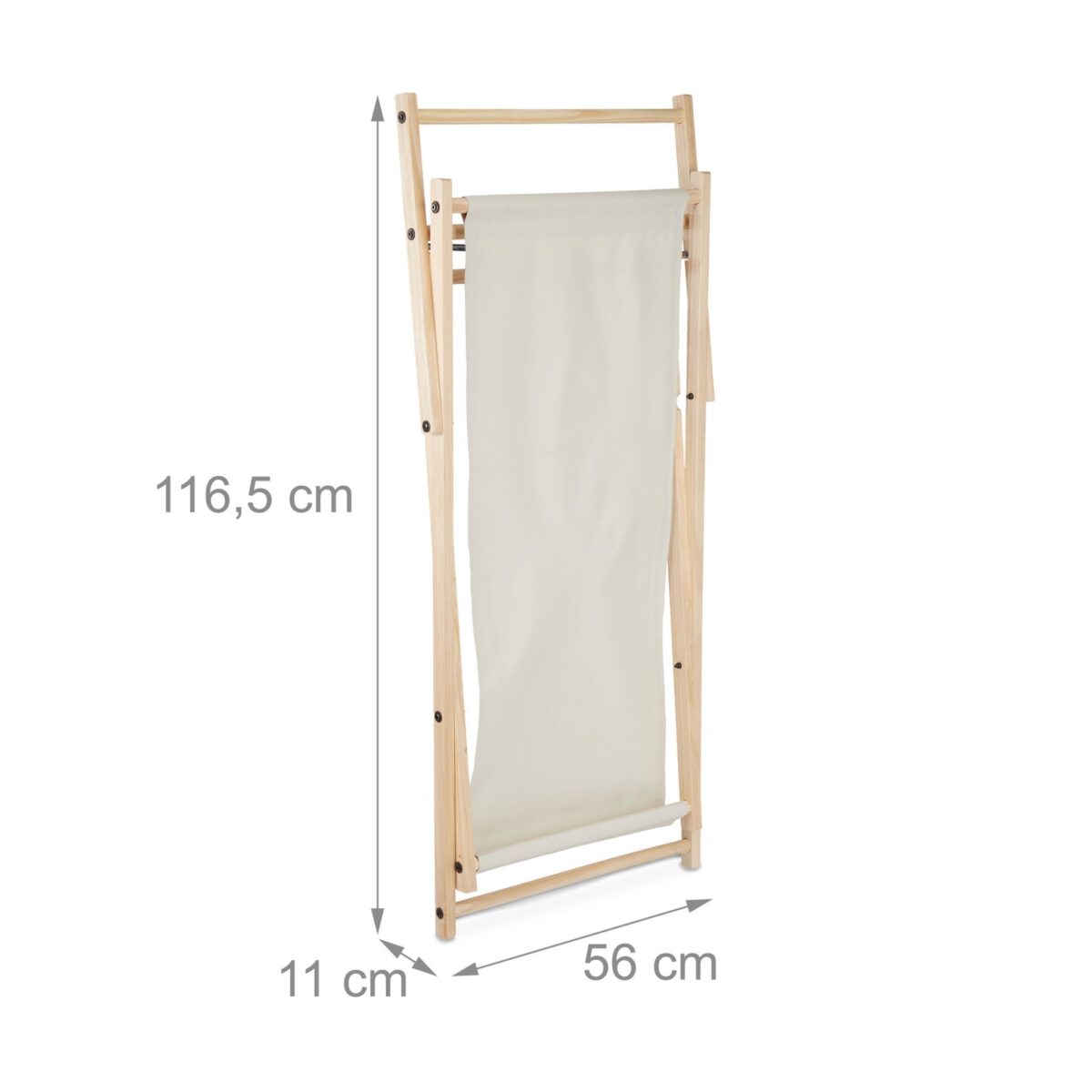 Sezlong pliabil, 3 niveluri, lemn si material textil, capacitate 120kg, 96x69x101 cm, alb - imagine 5
