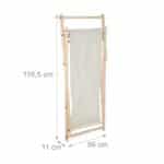 Sezlong pliabil, 3 niveluri, lemn si material textil, capacitate 120kg, 96x69x101 cm, alb - imagine 5