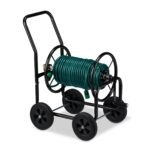 Carucior pentru furtun de gradina, metal, negru - imagine 2
