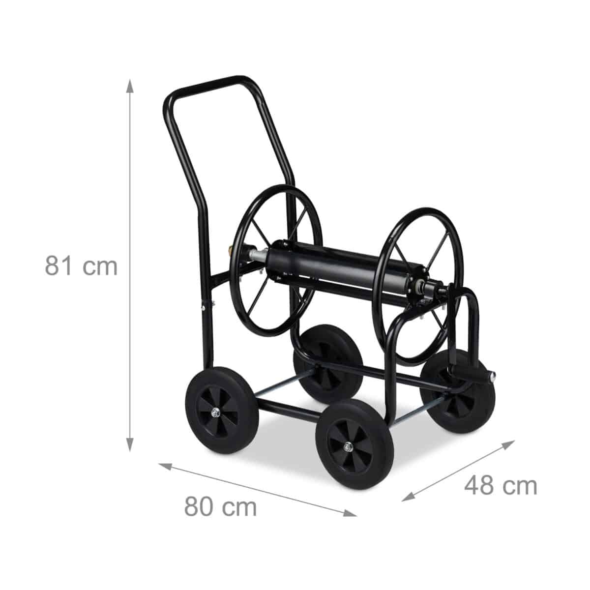 Carucior pentru furtun de gradina, metal, negru - imagine 8