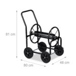 Carucior pentru furtun de gradina, metal, negru - imagine 8