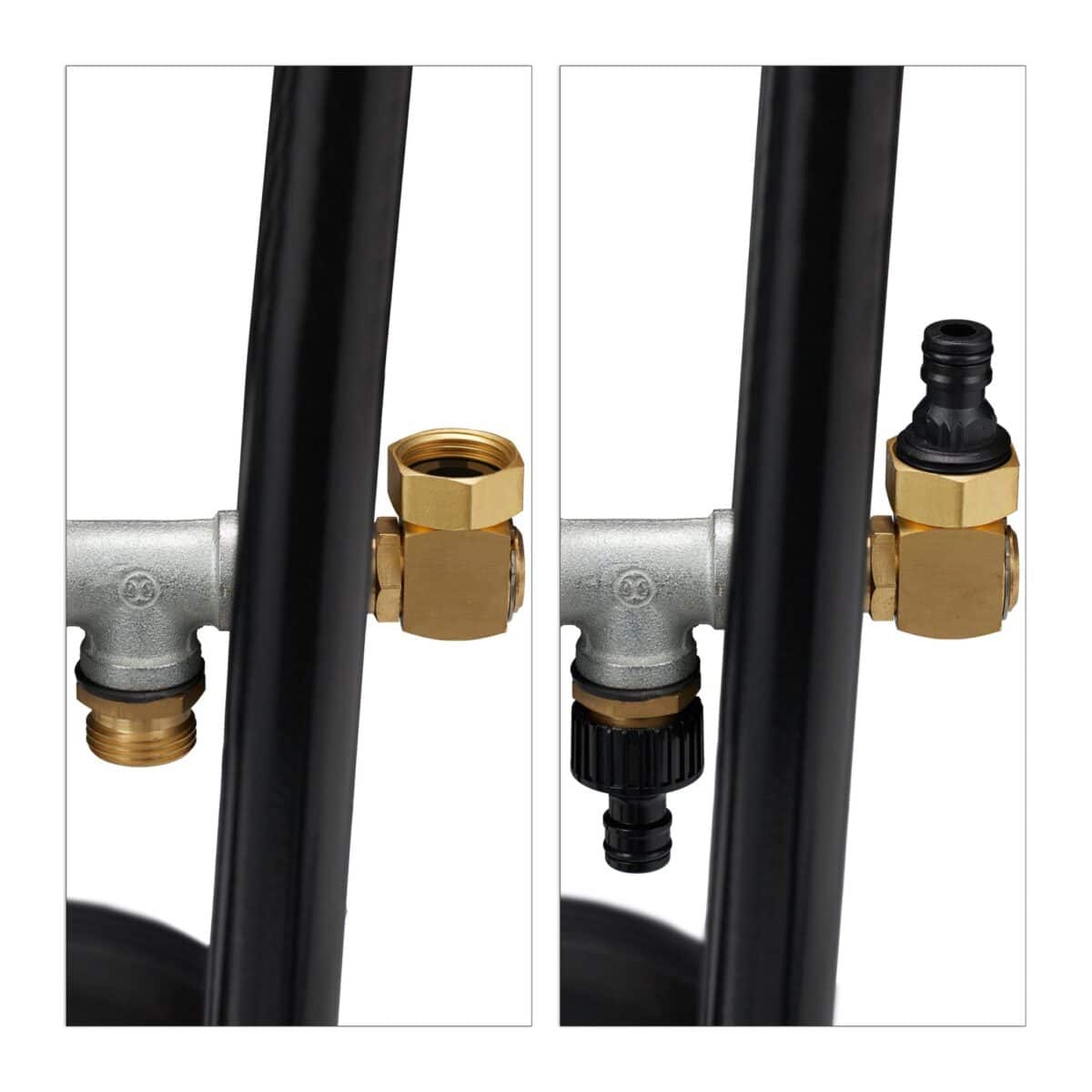 Carucior pentru furtun de gradina, metal, negru - imagine 4
