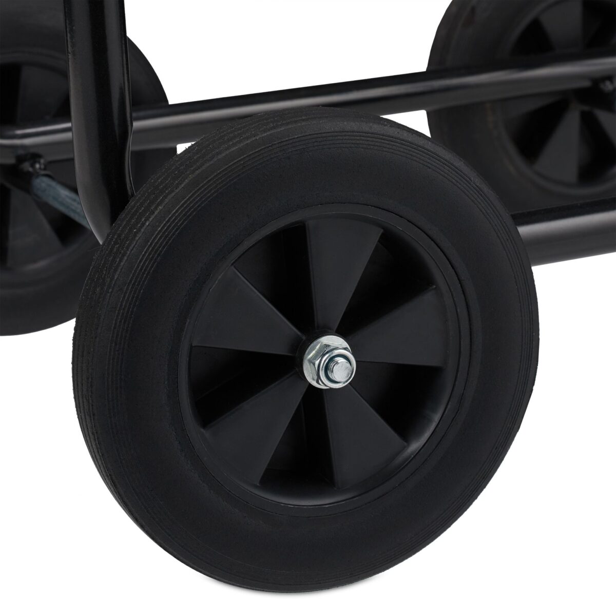 Carucior pentru furtun de gradina, metal, negru - imagine 3