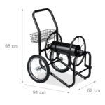 Carucior pentru furtun de gradina, XL, metal, negru - imagine 2