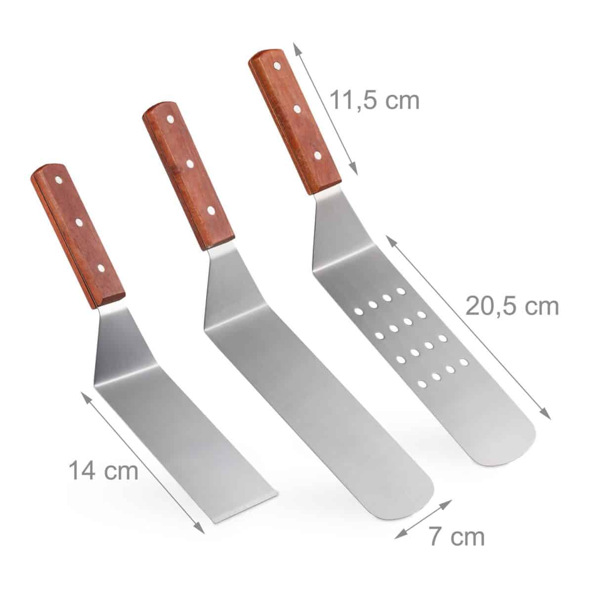 Set 3 spatule profesionale pentru gratar sau tigai, Relaxdays - imagine 2