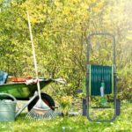 Carucior pentru furtun de gradina, otel/plastic, verde - imagine 4