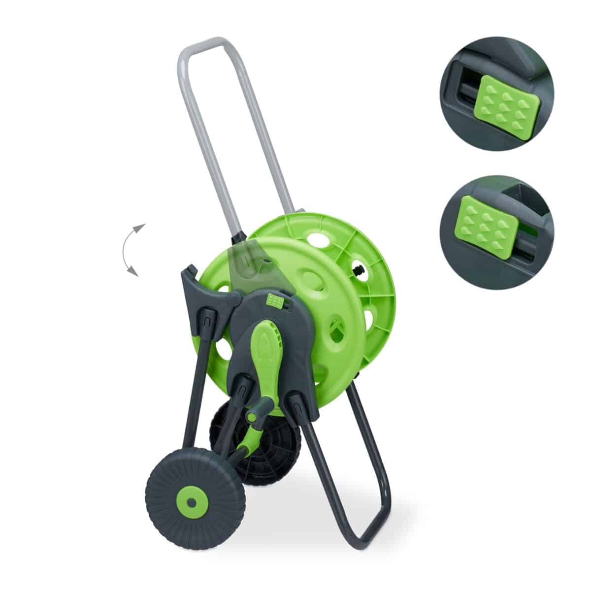 Carucior pentru furtun de gradina, otel/plastic, verde - imagine 8