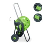 Carucior pentru furtun de gradina, otel/plastic, verde - imagine 8