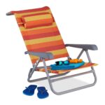 Sezlong pliabil cu perna, pentru gradina/plaja/camping, multicolor, 79 x 59 x 18 cm