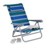 Sezlong pliabil cu perna, pentru gradina/plaja/camping, albastru, 78 x 59 x 85 cm