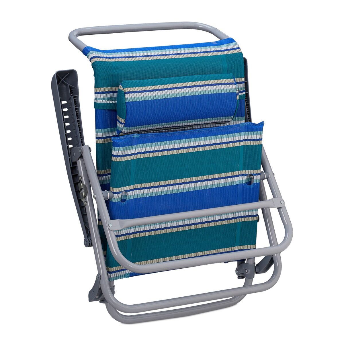 Sezlong pliabil cu perna, pentru gradina/plaja/camping, albastru, 78 x 59 x 85 cm - imagine 6