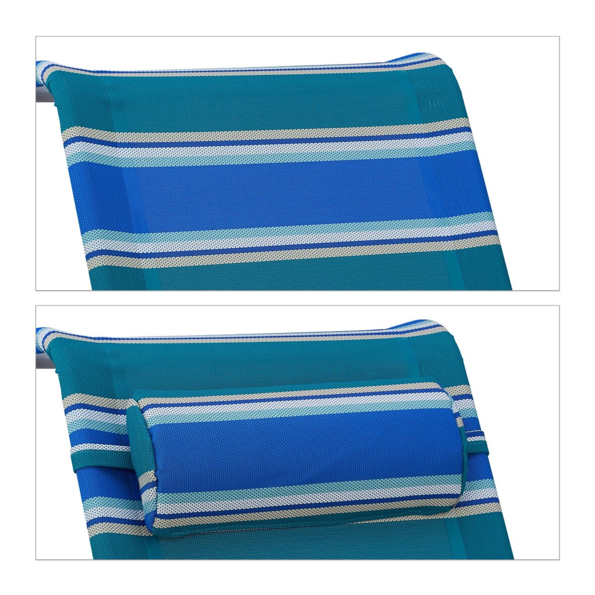 Sezlong pliabil cu perna, pentru gradina/plaja/camping, albastru, 78 x 59 x 85 cm - imagine 7