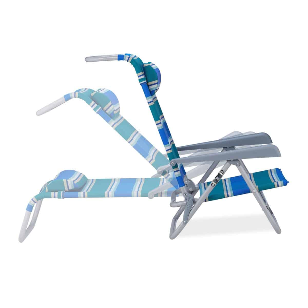 Sezlong pliabil cu perna, pentru gradina/plaja/camping, albastru, 78 x 59 x 85 cm - imagine 8