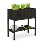 Jardiniera pentru plante, 80 x 74 x 38 cm, din lemn, negru