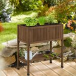 Jardiniera pentru plante, 80 x 74 x 38 cm, din lemn, maro - imagine 3