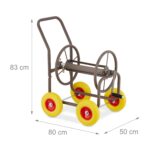 Carucior pentru furtun de gradina, metal, maro - imagine 2