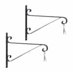 Suport ghivece suspendat, 2 bucati, din fier, negru, 24,5 x 32 x 2 cm