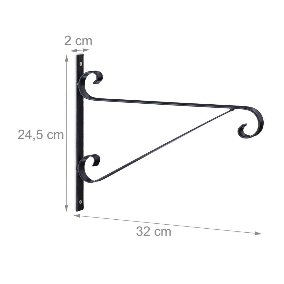 Suport ghivece suspendat, 2 bucati, din fier, negru, 24,5 x 32 x 2 cm - imagine 5