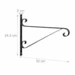 Suport ghivece suspendat, 2 bucati, din fier, negru, 24,5 x 32 x 2 cm - imagine 5