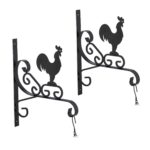 Suport ghivece suspendat, 2 bucati, din fier, negru, 30 x 28 x 2 cm