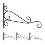 Suport ghivece suspendat, 4 bucati, din fier, negru, 19 x 32 x 1,5 cm