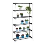 Suport pentru plante, stand de flori, 6 etajere, 174 x 91 x 28,5 cm, negru