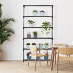 Suport pentru plante, stand de flori, 6 etajere, 174 x 91 x 28,5 cm, negru - imagine 4