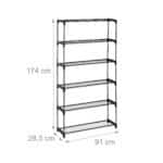 Suport pentru plante, stand de flori, 6 etajere, 174 x 91 x 28,5 cm, negru - imagine 2