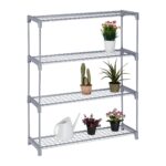 Suport pentru plante, stand de flori, 4 etajere, 106 x 91 x 28 cm, gri