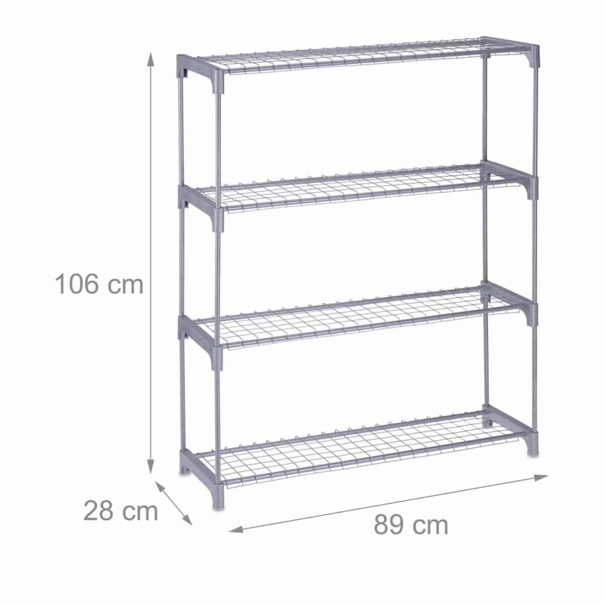 Suport pentru plante, stand de flori, 4 etajere, 106 x 91 x 28 cm, gri - imagine 4