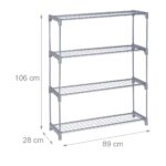 Suport pentru plante, stand de flori, 4 etajere, 106 x 91 x 28 cm, gri - imagine 4