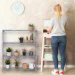 Suport pentru plante, stand de flori, 4 etajere, 106 x 91 x 28 cm, gri - imagine 5