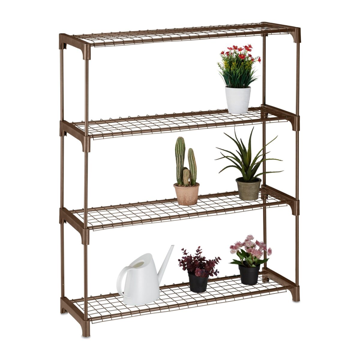 Suport pentru plante, stand de flori, 4 etajere, 106 x 91 x 28 cm, maro - imagine 2