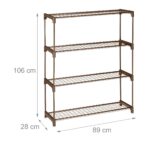 Suport pentru plante, stand de flori, 4 etajere, 106 x 91 x 28 cm, maro - imagine 6