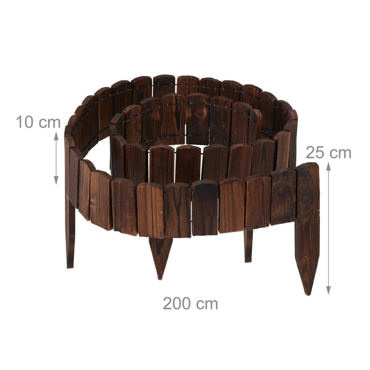 Bordura separatoare pentru gazon, 2 m, lemn, maro - imagine 5