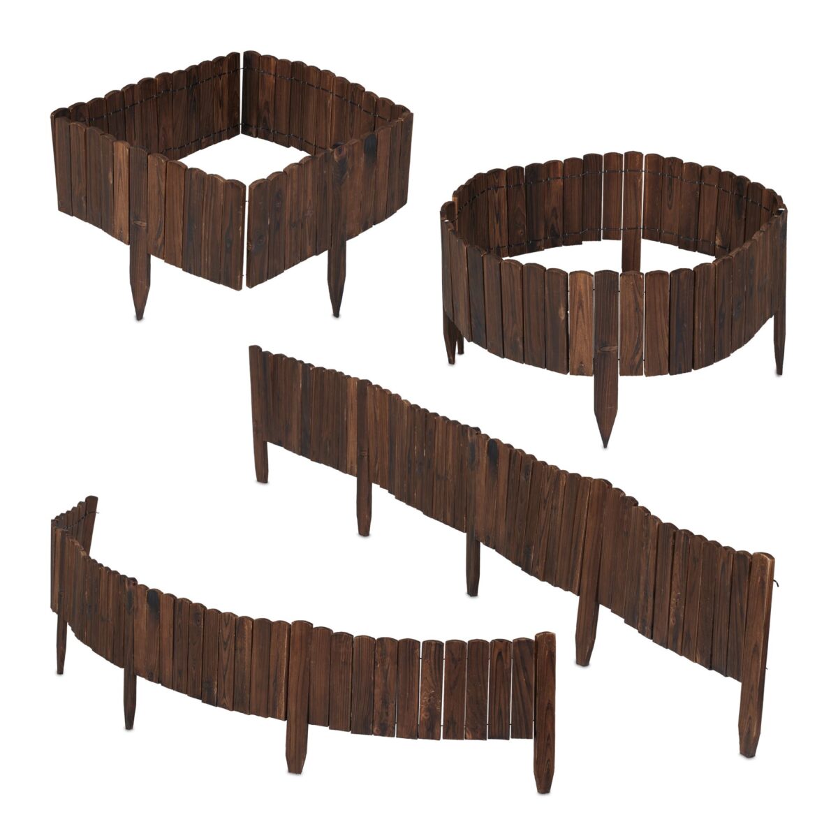 Bordura separatoare pentru gazon, 2 m, lemn, maro - imagine 4