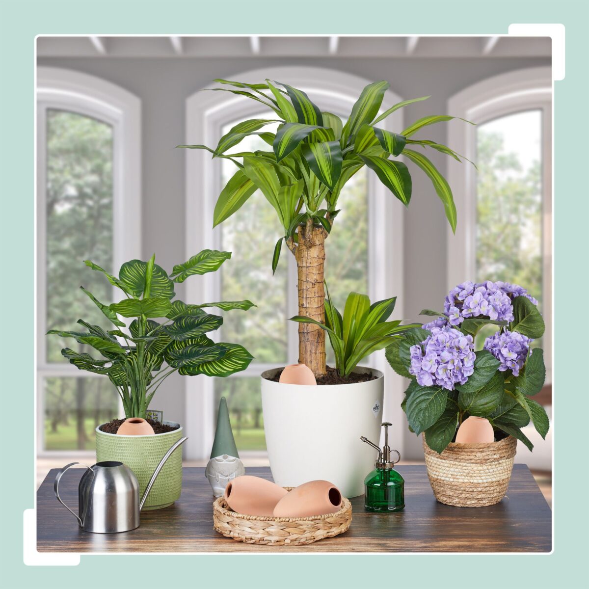 Set 6 conuri ceramice, pentru irigare plante, 170 ml, natur - imagine 6