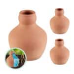 Set 3 conuri ceramice, pentru irigare plante, 550 ml, natur