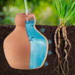 Set 3 conuri ceramice, pentru irigare plante, 550 ml, natur - imagine 2