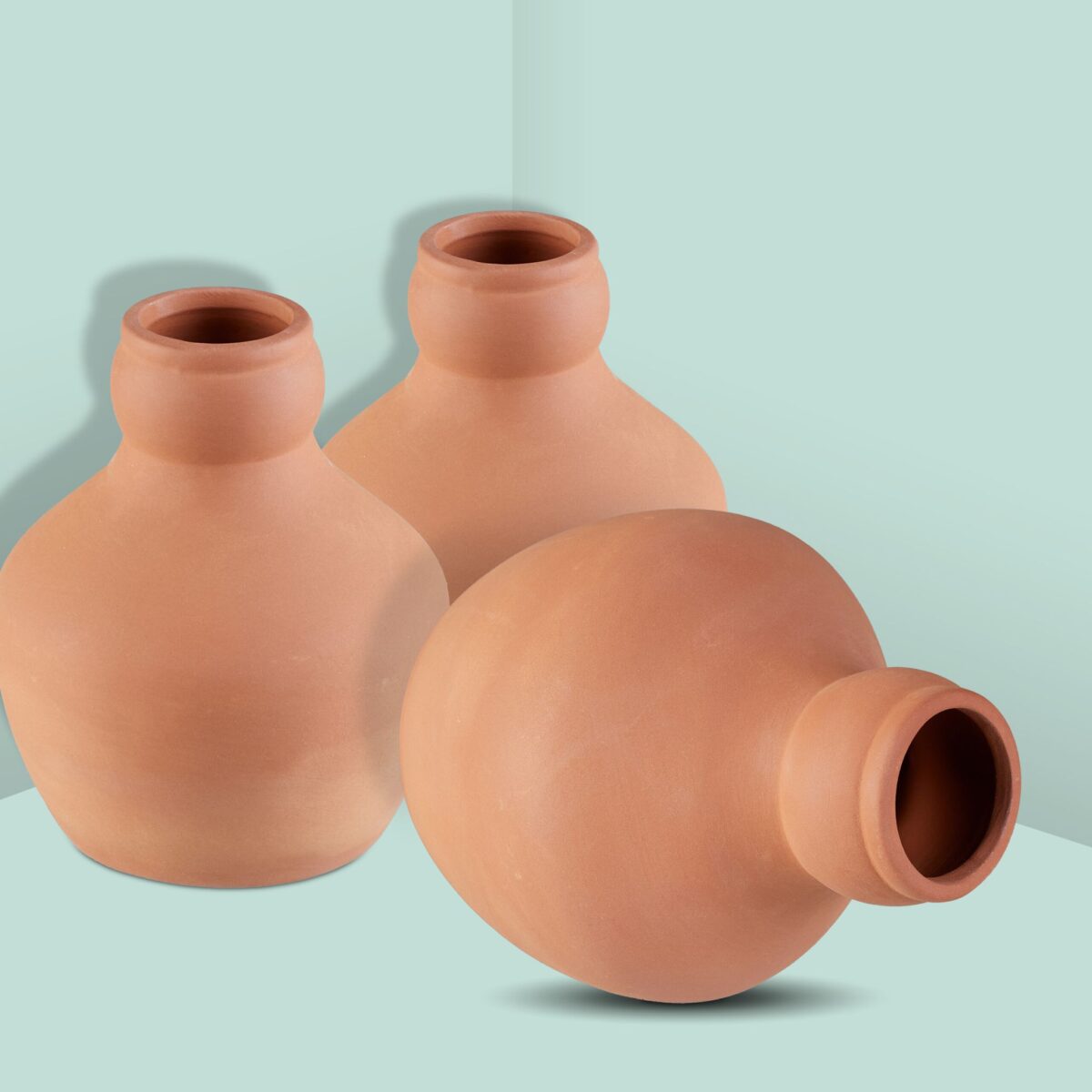 Set 3 conuri ceramice, pentru irigare plante, 550 ml, natur - imagine 3