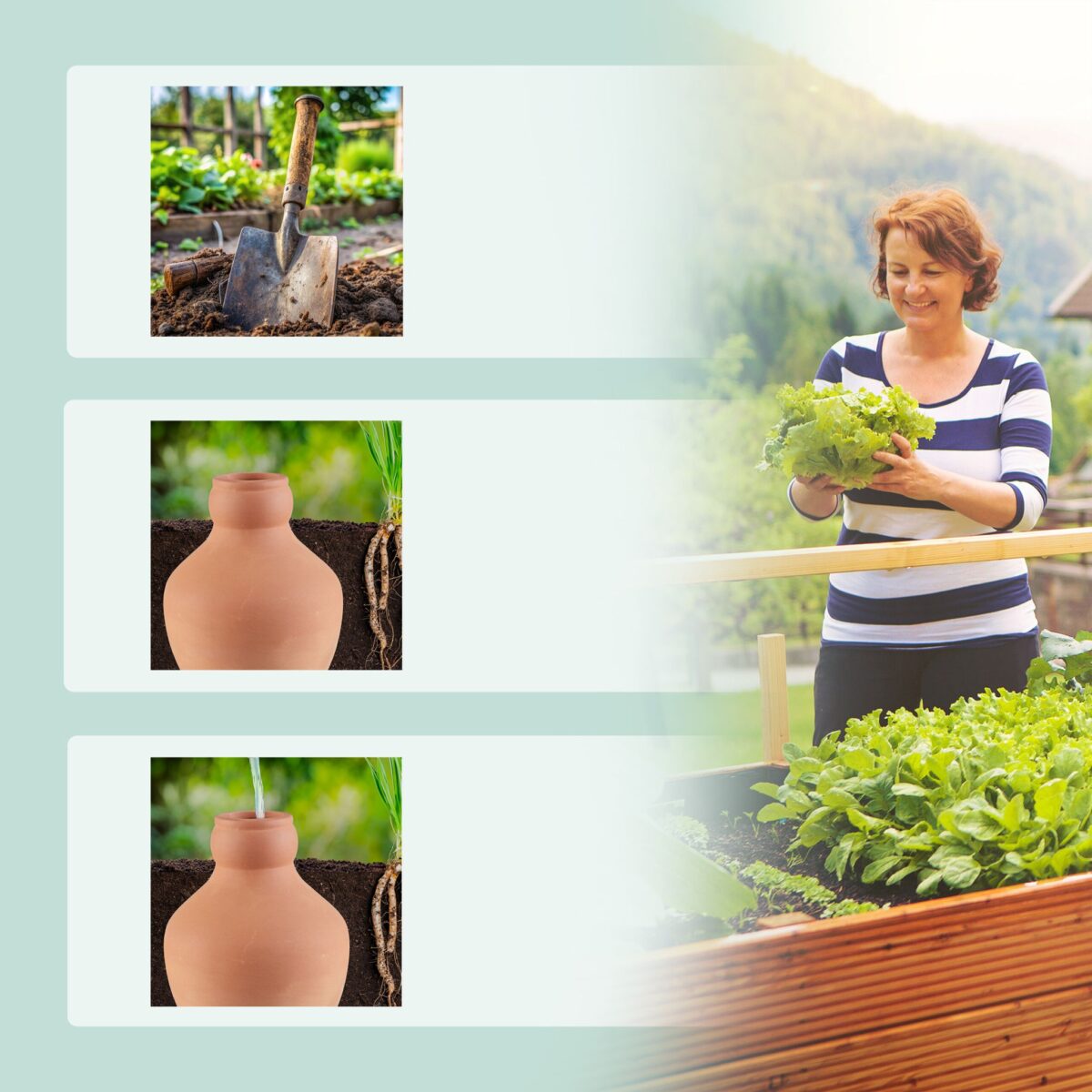 Set 3 conuri ceramice, pentru irigare plante, 550 ml, natur - imagine 6
