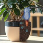 Set 10 conuri ceramice, pentru irigare plante, 140 ml, natur - imagine 5
