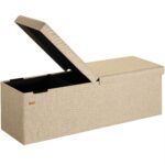 Banca cu spatiu de depozitare, din poliester, 115x38x38cm, crem